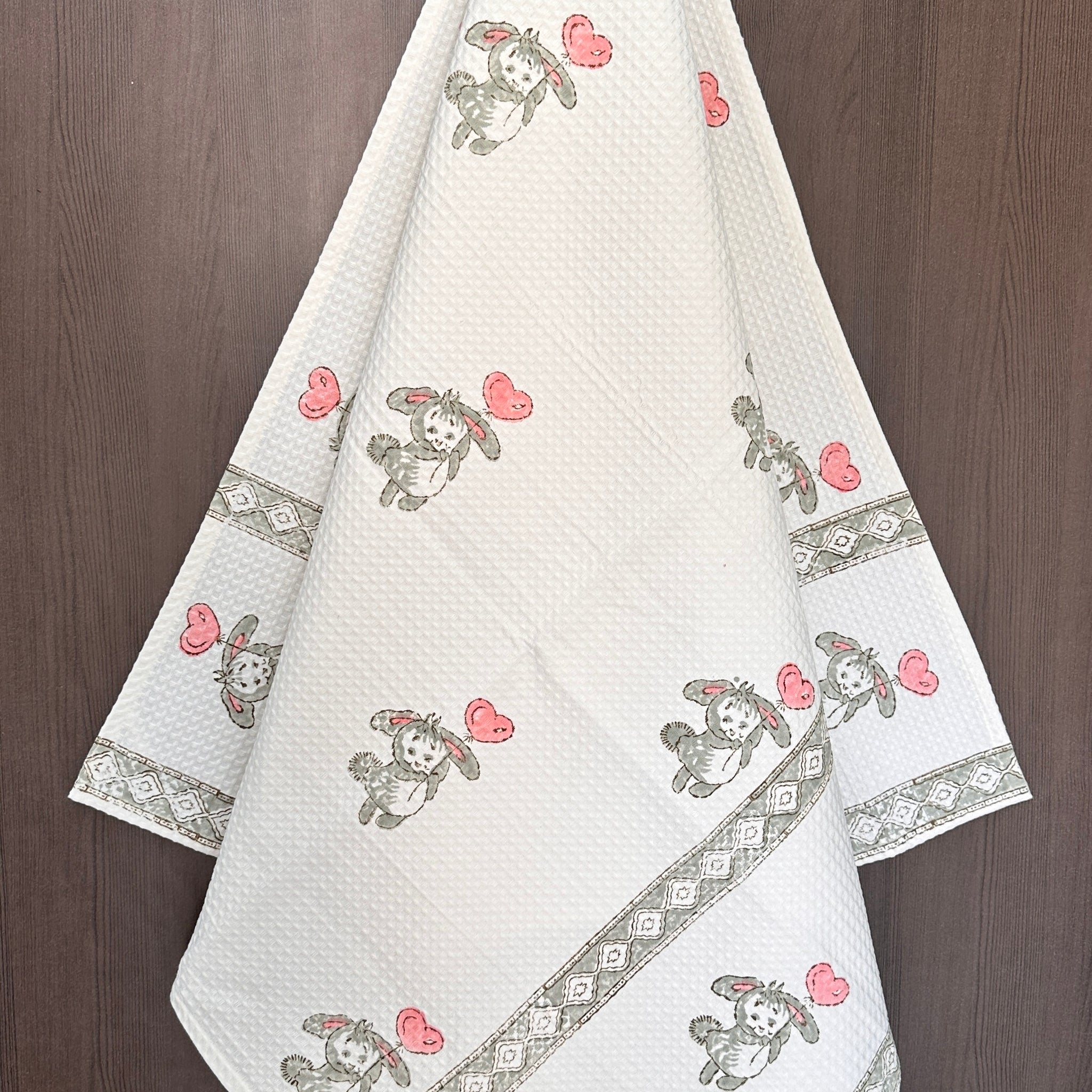 Hand block Cotton Honeycomb Towel Kids Design (Honey Bunny)