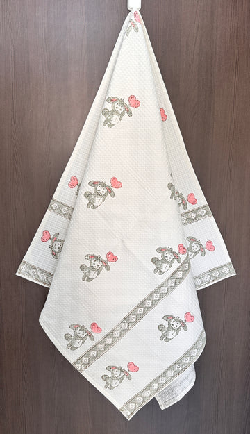 Hand block Cotton Honeycomb Towel Kids Design (Honey Bunny)