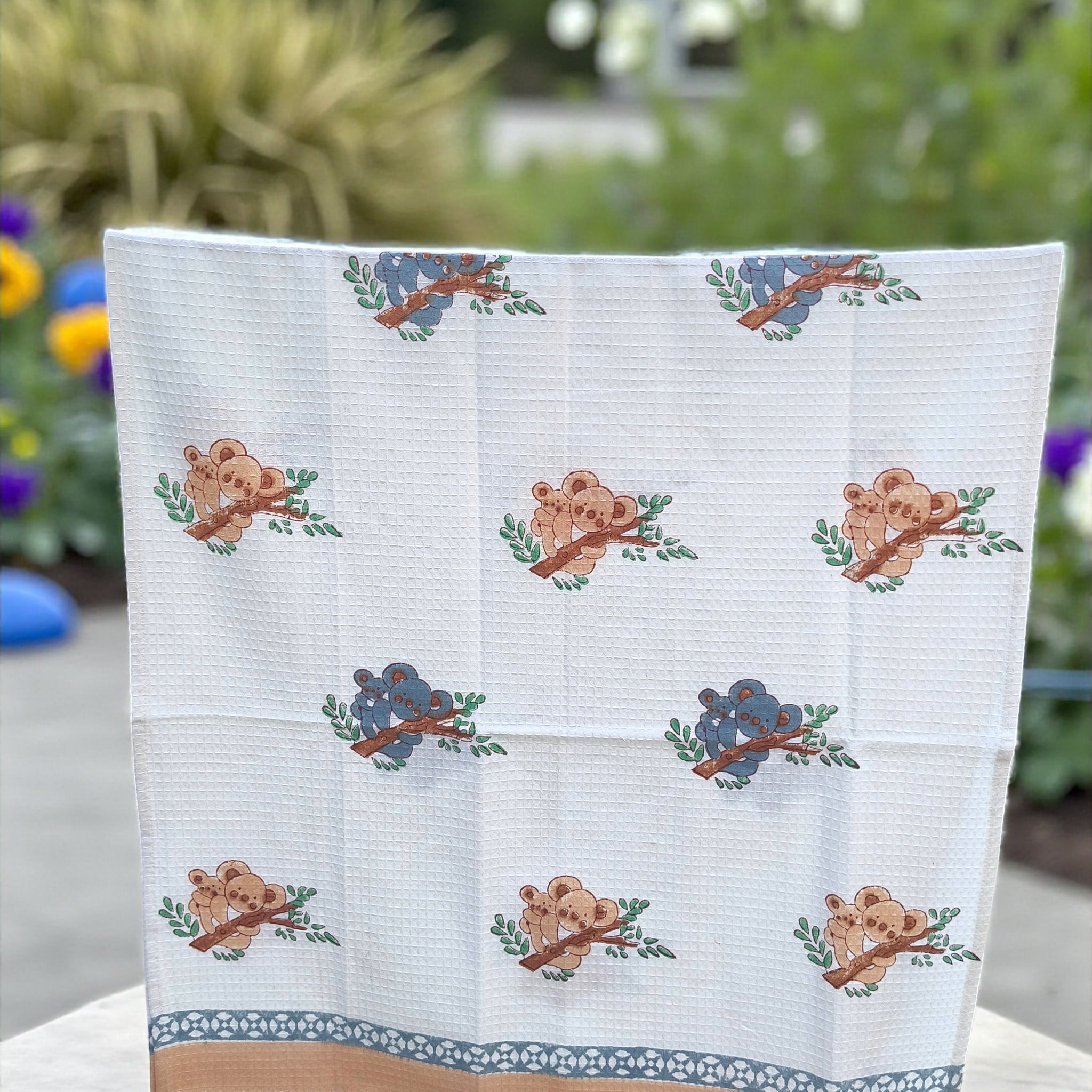 Hand Block Cotton Honeycomb Towel Kids Design (Trendy Koala)