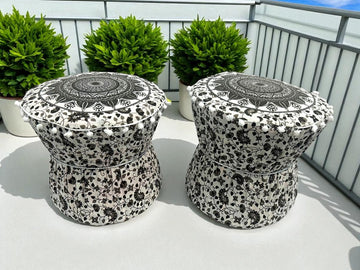 Rajasthani Mudda/Bamboo Traditional Style Stool Cover  - MD18 - Size 17x18 Inches (Set of 2 Pieces, Cover Only