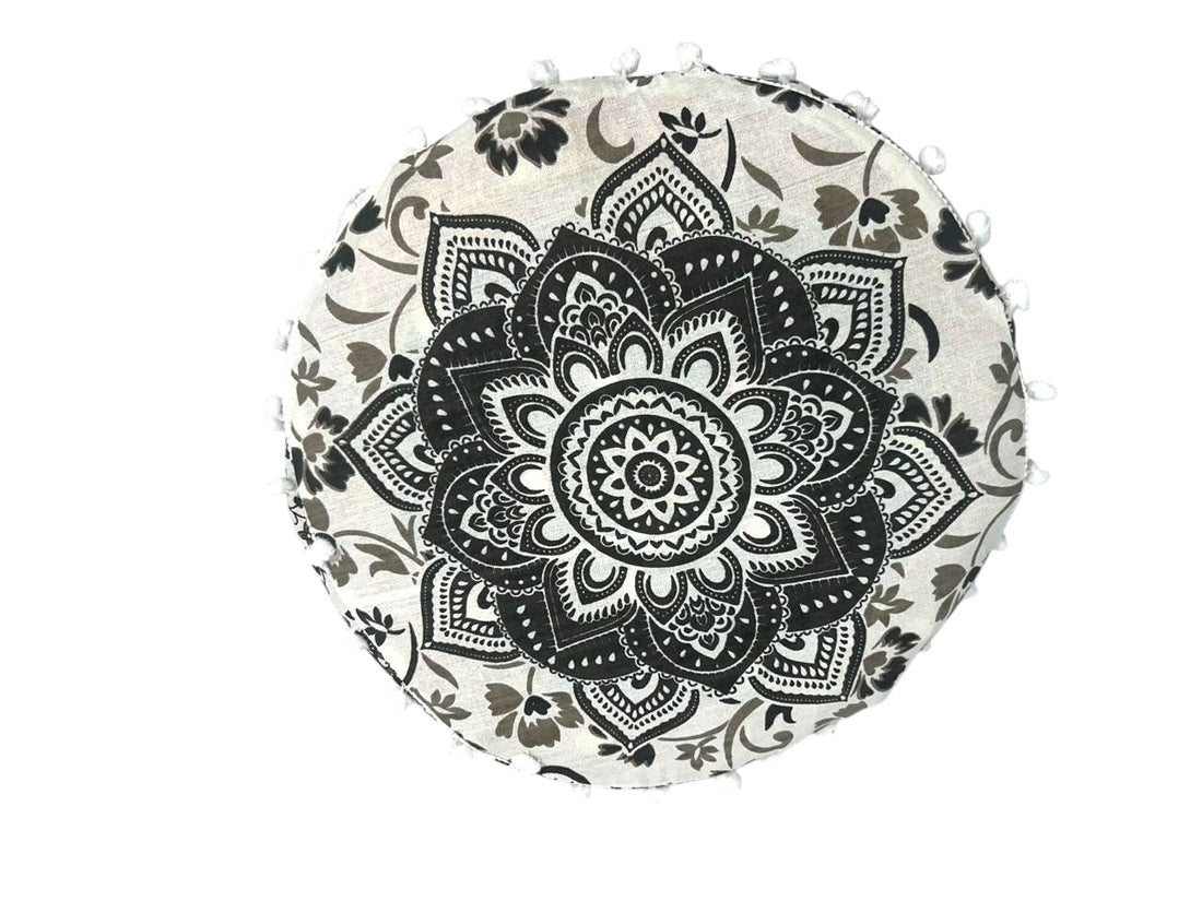 Rajasthani Mudda/Bamboo Traditional Style Stool Cover  - MD18 - Size 17x18 Inches (Set of 2 Pieces, Cover Only