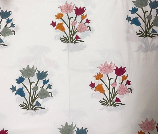Hand Block Percale Cotton King Size Premium Bedsheet.
