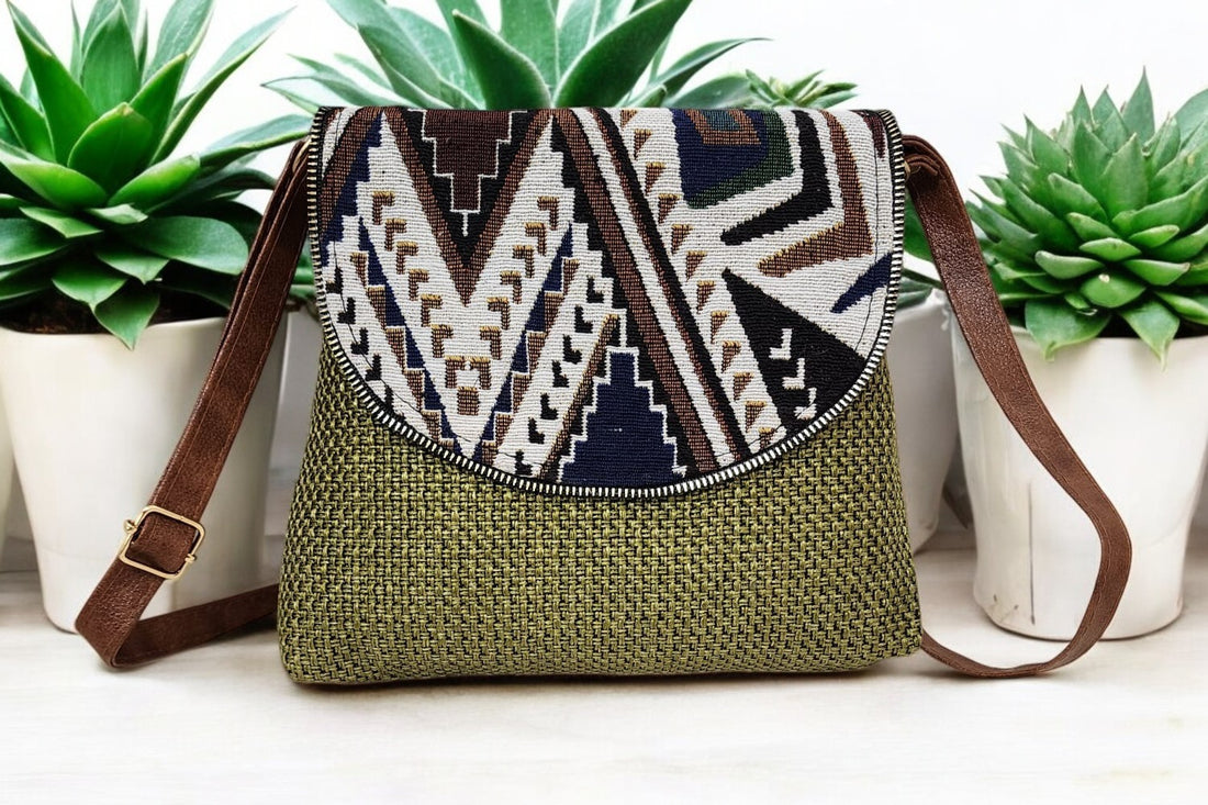 Trendsetting Stylish Sling Tote Bag (Jute pattern)