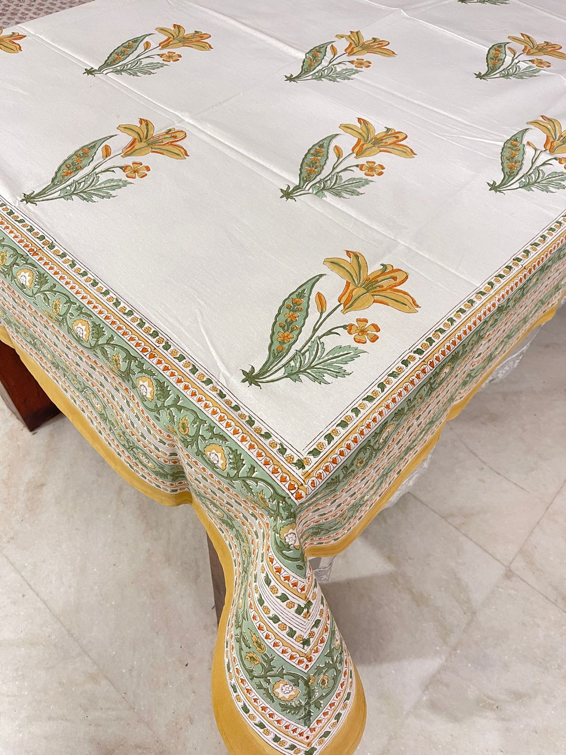 Premium Cotton Hand Blocked Table Cloth – 60x90 Inches