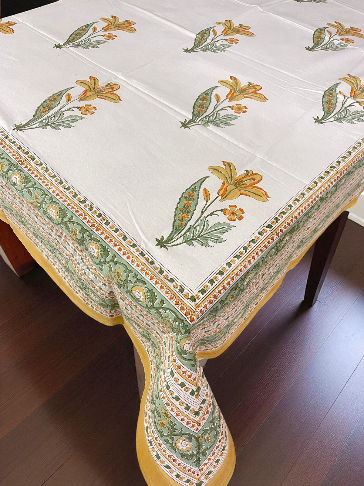 Premium Cotton Hand Blocked Table Cloth – 60x90 Inches