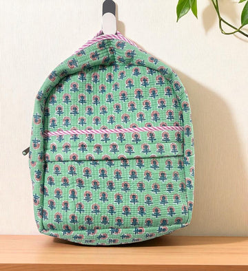 Handblock print Quilted Cotton Backpack