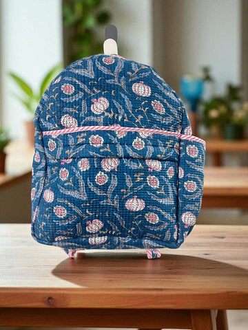Handblock print Quilted Cotton Backpack