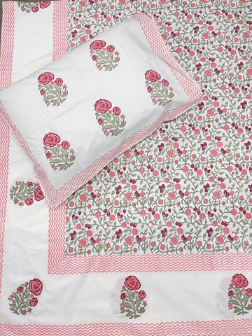 Hand Block Percale Cotton Premium King Size Bedsheet