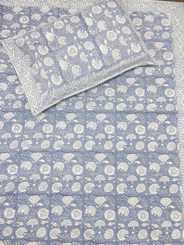 Hand Block Percale Cotton Premium King Size Bedsheet