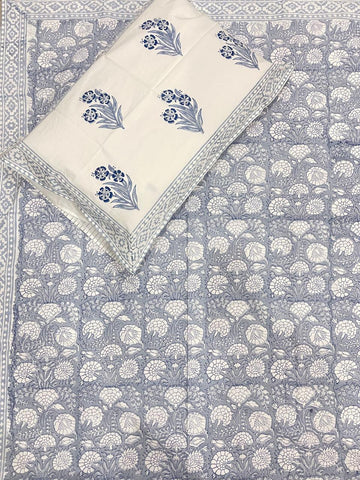 Hand Block Percale Cotton Premium King Size Bedsheet