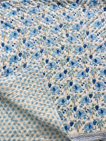 Kids Series Reversible Hand Block Jaipuri Cotton Razai (Quilts)