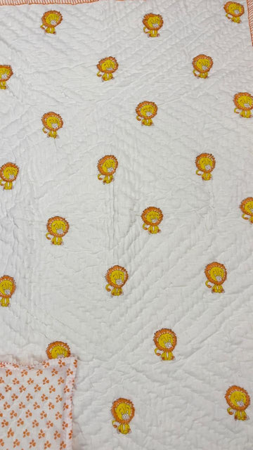 Kids Series Reversible Hand Block Jaipuri Cotton Razai (Quilts)