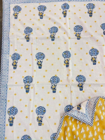 Kids Series Reversible Hand Block Jaipuri Cotton Razai (Quilts)