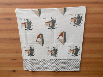 Hand Block Cotton Honeycomb Towel Kids Design (Boat)