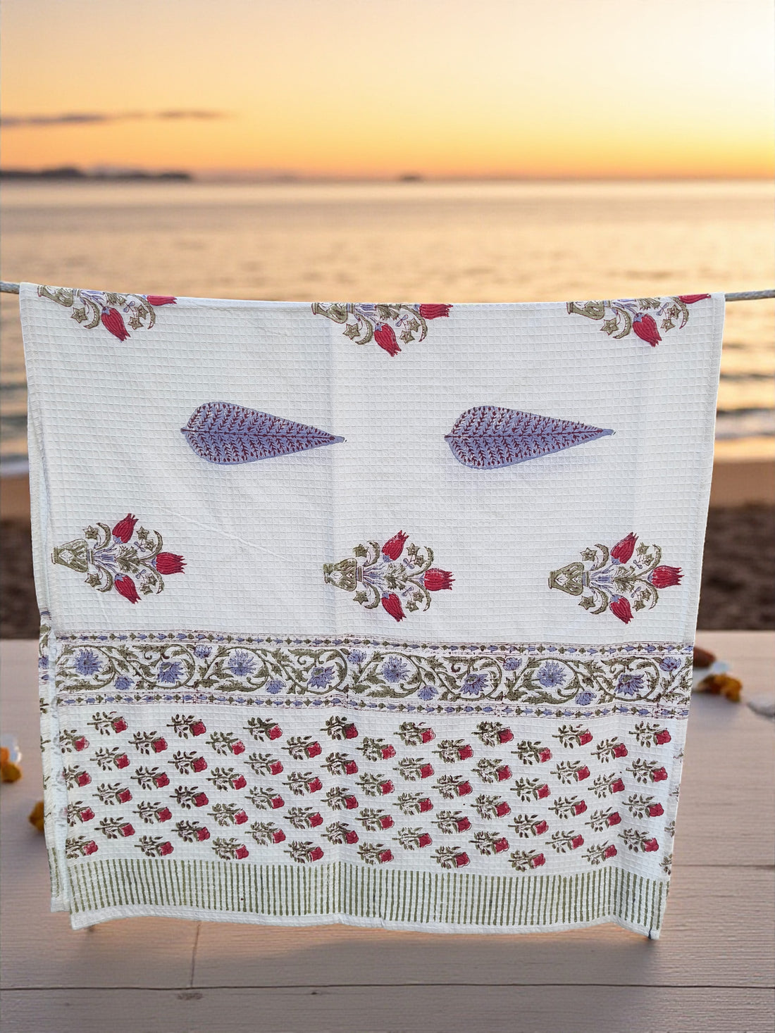 Hand Block Cotton Honeycomb Towel