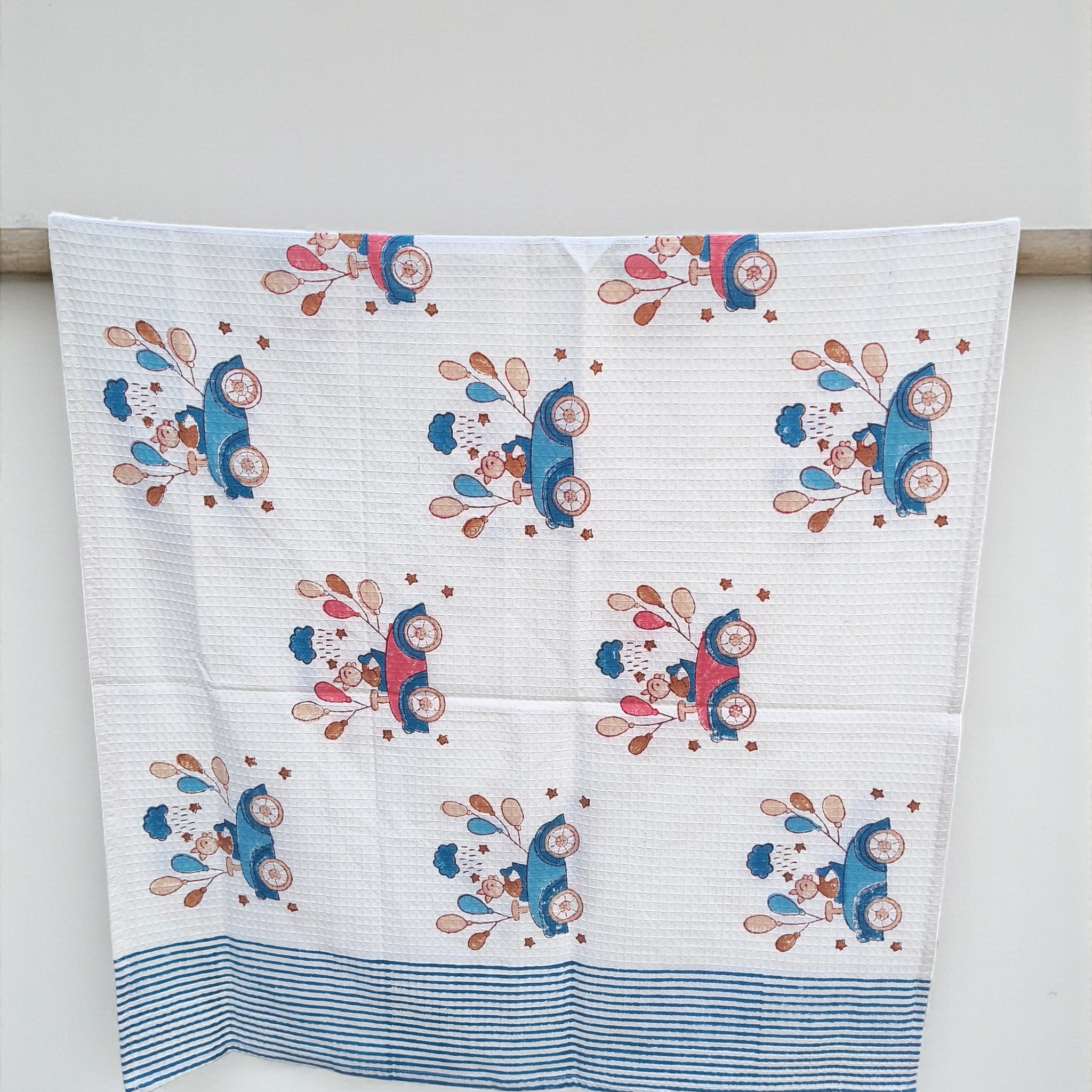 Hand Block Cotton Honeycomb Towel Kids Design (Joy Ride)