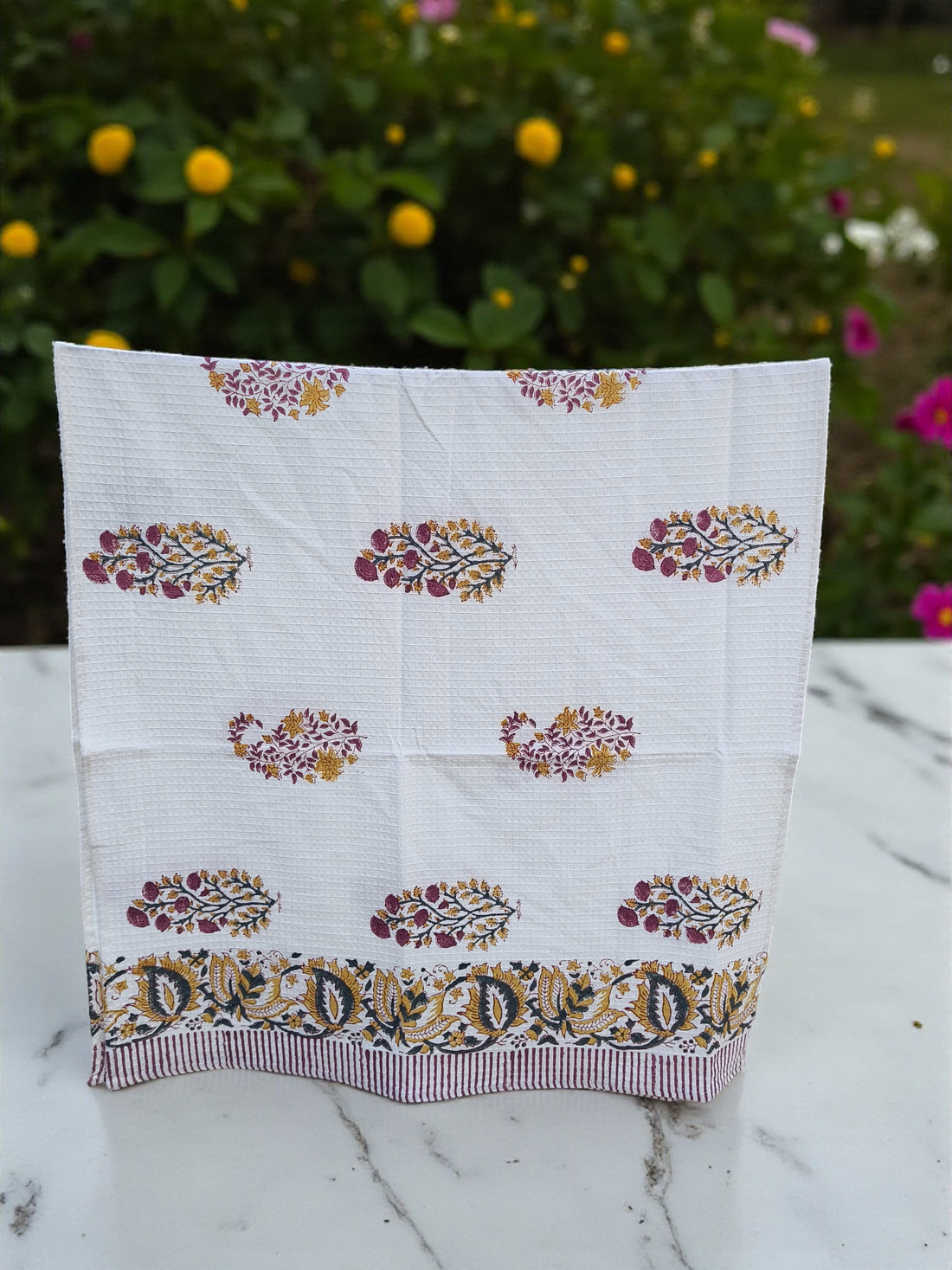 Hand Block Cotton Honeycomb Towel